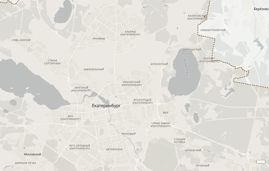 Карта малоизвестных мест Екатеринбурга: 32 мест на фоне города с границей