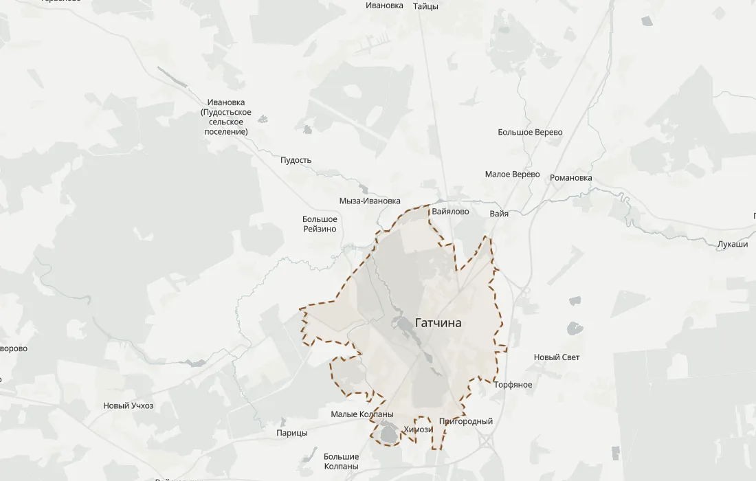Карта малоизвестных мест Гатчины: 17 мест на фоне города с границей