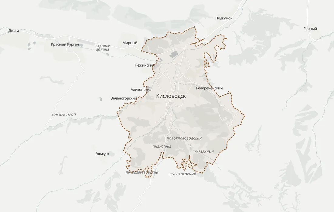 Карта малоизвестных мест Кисловодска: 21 мест на фоне города с границей
