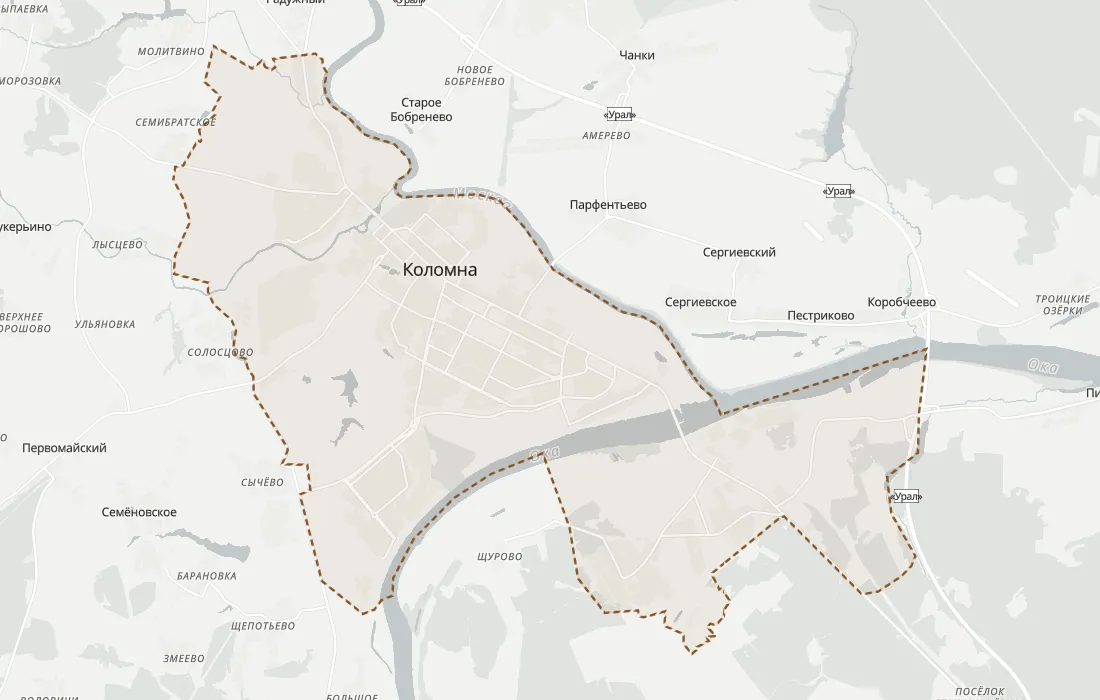 Карта малоизвестных мест Коломны: 19 мест на фоне города с границей