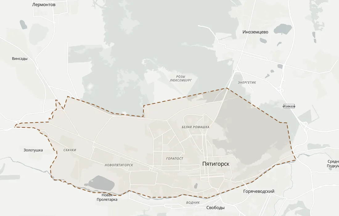 Карта малоизвестных мест Пятигорска: 12 мест на фоне города с границей