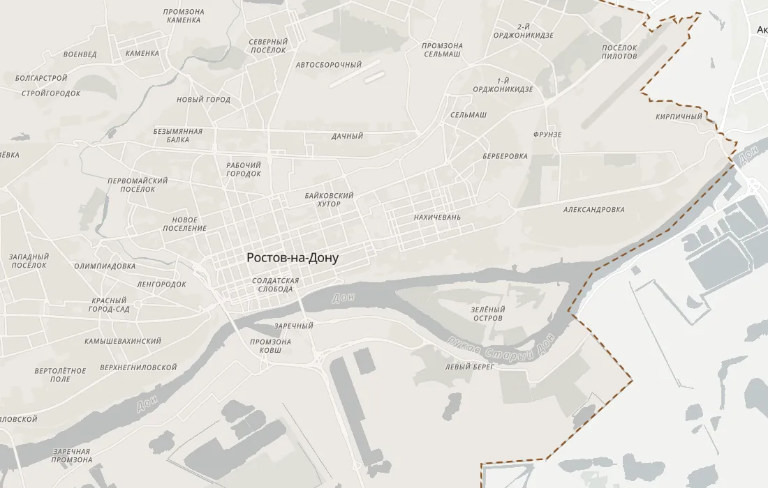 Карта малоизвестных мест Ростова-на-Дону: 33 мест на фоне города с границей