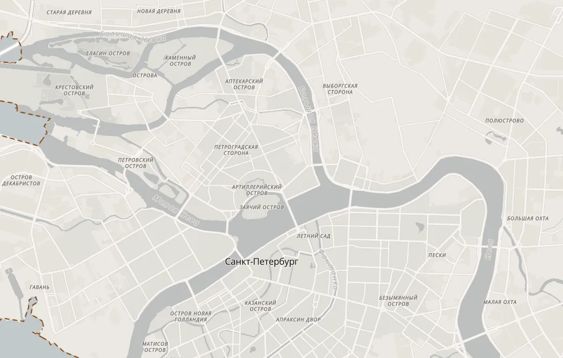 Карта малоизвестных мест Санкт-Петербурга: 41 мест на фоне города с границей