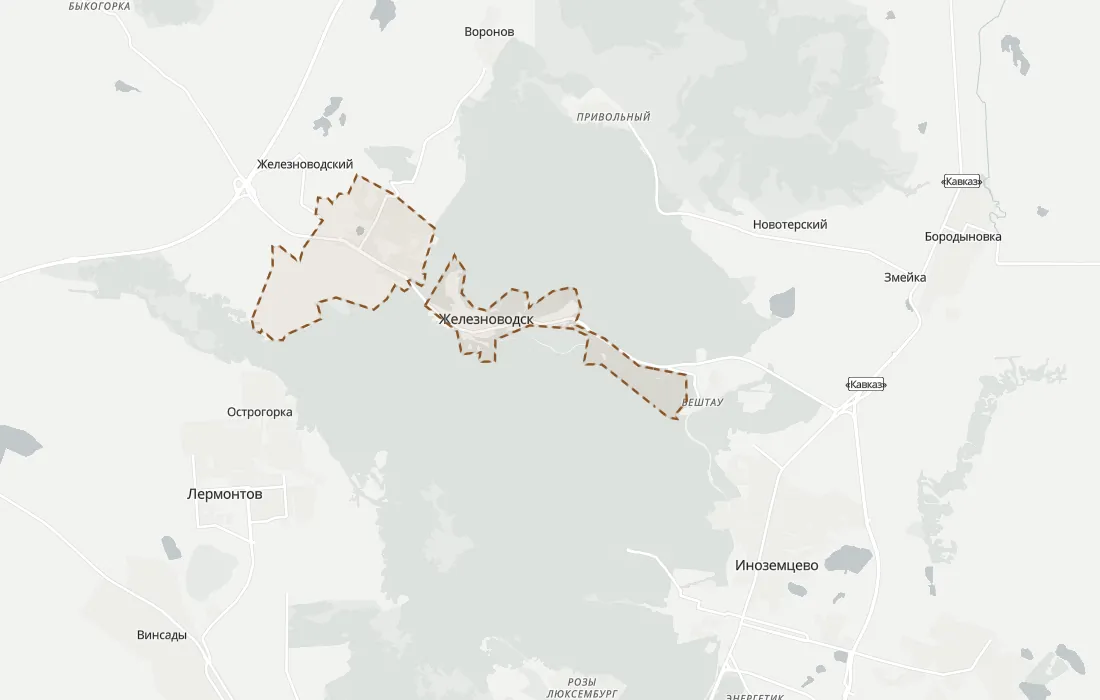 Карта малоизвестных мест Железноводска: 23 мест на фоне города с границей